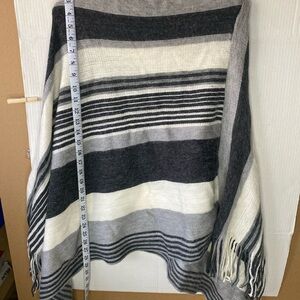 Striped Gray and White Poncho